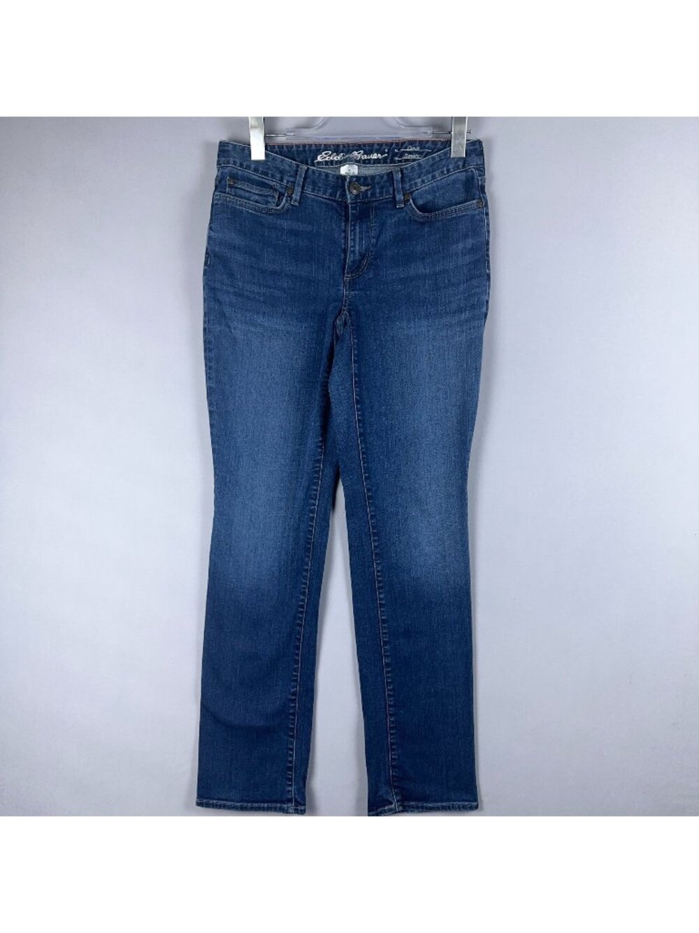 Eddie Bauer Jeans Size 8 Curvy Straight Leg Mid Rise Blue Medium Wash